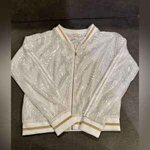 Lightweight Sequin Embellished White Jacket